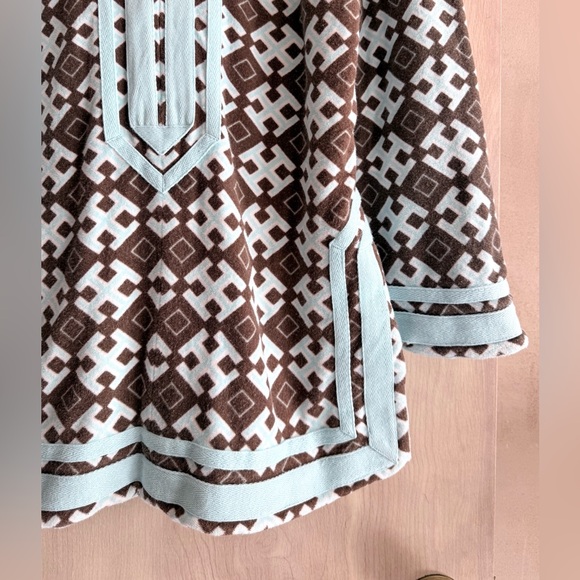 Tory Burch Tory Tunic Cotton French Terry Top Brown Turquoise Medium - Picture 5 of 13